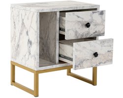 Asir - Nachttafel - Freesia Marmer & Goud - 45,2 x 29,5 x 50 cm