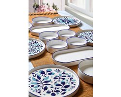Asir | Ontbijtset | 14-delig | Blauw en Wit