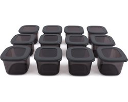 Asir - Opbergdozenset - 12 stuks - Antraciet - 10 x 10 x 9,5 cm