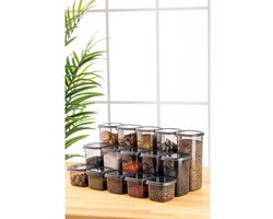 Asir - Opbergdozenset - 15 stuks - Antraciet - 10 x 10 x 9,5 cm