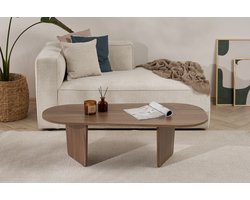 Asir - Salontafel - Okkernoot - 130 x 65 x 40 cm - 100% Melamine Gecoat Spaanplaat