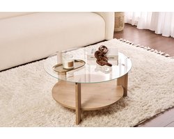 Asir - Salontafel - Saffier Eikenhout & Transparant - 75 x 75 x 40 cm