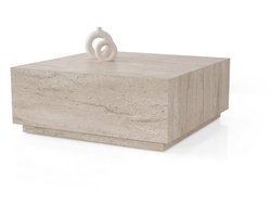 Asir - Salontafel - Travertijn - 100% met melamine gecoat spaanplaat - 90 x 35,5 x 90 cm