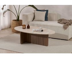 Asir - Salontafel - Travertijn, walnoot - 100% met melamine gecoat spaanplaat - 120 x 65 x 40 cm