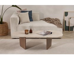 Asir - Salontafel - Travertijn, walnoot - 100% met melamine gecoat spaanplaat - 130 x 65 x 40 cm
