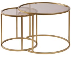 Asir - Salontafelset - Goud, brons - 100% gehard glas - 60 x 60 x 43 cm