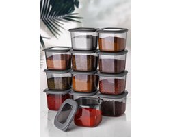 Asir - Set van 12 opbergboxen – Antraciet