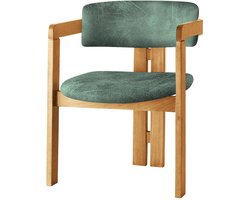 Asir - Stoel - Eik, Groen - 100% HOUT - 58 x 76 x 49 cm