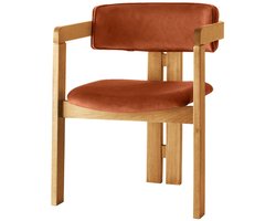 Asir - Stoel - Eiken, Tegel Rood - 100% HOUT, FLUWEELSTOF / MULTIPLEX - 58 x 76 x 49 cm