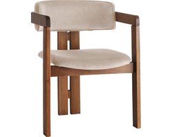 Asir - Stoel - Okkernoot & Beige - 58 x 49 x 76 cm
