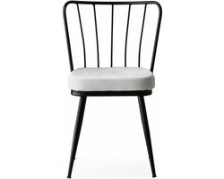 Asir Stoelenset (4 Stuks). Montuur: 100% METAAL. Zitting: FLUWELEN STOF / MELAMINE GECOATE SPAANPLAAT. Achterkant: METAAL. Breedte: 43 cm Hoogte: 82 cm Diepte: 42 cm (4 stuks). Zithoogte: 50 cm. Draagvermogen: 175 kg