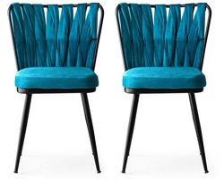 Asir Stoelset (2 stuks) - Zwart Blauw - 43 x 82 x 43 cm