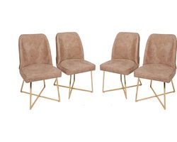 Asir Stoelset (4 stuks) - Goud Bruin - 50 x 90 x 49 cm
