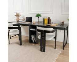 Asir - Studiebureau - Antraciet, zwart - 100% met melamine gecoat spaanplaat - 133,5 x 70,5 x 21 cm