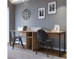 Asir - Studiebureau - Atlantische den, zwart - 100% met melamine gecoat spaanplaat - 133,5 x 70,5 x 21 cm