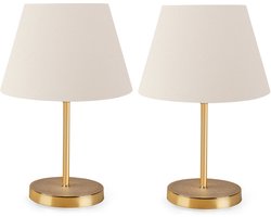 Asir - Tafellamp - Crème Kleur - Hoogte 37 cm - Diameter 22 cm - Set van 2
