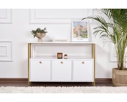 Asir - Troosten - Wit, Goud - 100% met melamine gecoat spaanplaat - 133 x 47,5 x 20,5 cm
