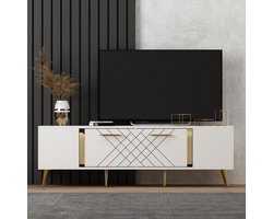 Asir TV Kast - Televisiemeubel - Wit Goud - 150 x 48,2 x 35 cm