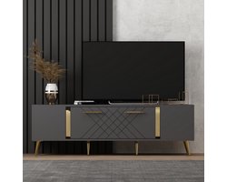 Asir tv-kast - tv-meubel - antraciet/goud - 150 x 48,2 x 35 cm