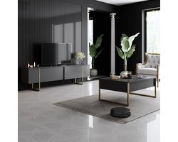 Asir - TV-standaard - Antraciet & Goud - 180 x 30 x 30