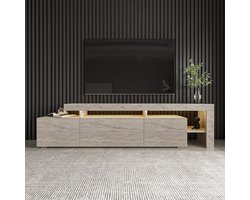 Asir - TV-standaard - Travertijn - 100% met melamine gecoat spaanplaat - 192 x 53 x 37 cm