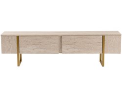 Asir - TV-standaard - Travertijn, Goud - 100% met melamine gecoat spaanplaat - 39 x 190 x 10 cm