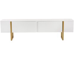 Asir - TV-standaard - Wit, Goud - 100% met melamine gecoat spaanplaat - 39 x 190 x 10 cm