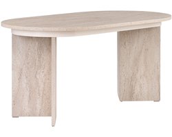 Asir - Uitschuifbare Eettafel - Travertijn - 100% met melamine gecoat spaanplaat - 160-200 x 90 x 75 cm