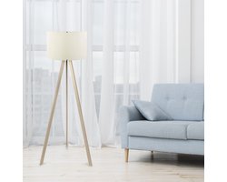 Asir - Vloerlamp - Crème en Eik - 38 x 140 cm