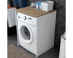Asir - Wasmachine kast - Okkernoot & Wit - 65 x 60 x 91,8 cm