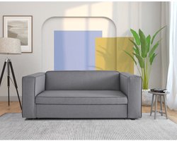 Asmund - Slaapbank met ligvlak 160x202 cm in line look grijs (84 x 212 x 104 cm)