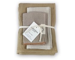 Aspegren Denmark Biologisch katoen theedoek vaatdoek keuken set | Katoenen theedoek zand, geel, beige | Giftset keukentextiel