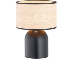 Aspen Tafellamp - Rotan - Scandinavisch Design - Zwart Staal - E27