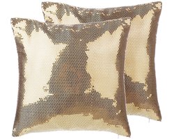 ASTER - Sierkussen set van 2 - Goud - 45 x 45 cm - Polyester