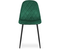 ASTI Velvet Design Stoelen – Set van 4 – Donkergroen Fluweel – Zwarte Metalen Poten – Modern & Ergonomisch – Max. 120 kg