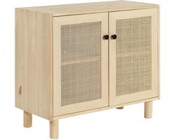 Astigarraga Dressoir Sense - Wandkast met 2 deuren - 100% massief grenenhout & Rotan deuren - H:63,5cm x B:70,8cm x D:33cm
