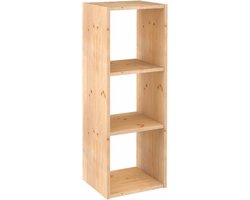 Astigarraga Houten Vakkenkast Open - 3 vakken - Boekenkast van PEFC grenen - 105x36cm