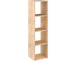 Astigarraga Houten Vakkenkast Open - 4 vakken - Boekenkast van PEFC grenen - 140x36cm
