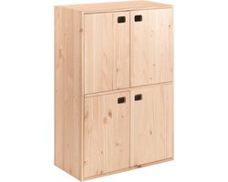 Astigarraga Houten Wandkast met deuren - Houten kast van PEFC grenen - Boekenkast - 105x71cm