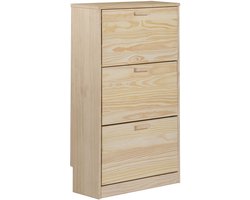 Astigarraga Schoenenkast Vita - voor 18 paar schoenen - Schoenenrek met deuren - 65x25x115cm - 100% massief grenenhout & metalen scharnieren