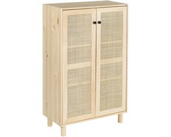 Astigarraga Wandkast Sense - Opbergkast met 2 deuren - Dressoir - 100% massief grenen - Rotan deuren - H:115,5cm x B:70,8cm x D:33cm