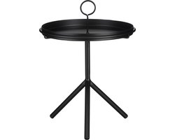 Aston side table black with detachable tray - h40xd30,5cm