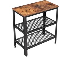 Astra bijzettafel, decoratieve tafel met 2 roosterplanken, salontafel, hal, woonkamer, slaapkamer, kantoor, smal, stabiel, keuken Opbergtafel, ruimtebesparend, eenvoudige montage, industrieel ontwerp, vintage, donkerbruin