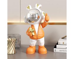 Astronaut Standbeeld Sculptuur Spaceman Beeldje voor Woondecoratie, Cadeau en Kunstzinnig Ornament (Oranje)