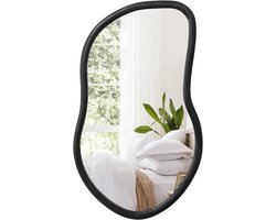 Asymmetrische Houten Wandspiegel - Grote Decoratieve Spiegel voor Woonkamer en Badkamer
