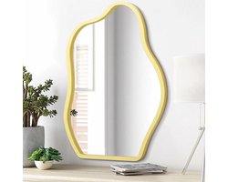 Asymmetrische Houten Wandspiegel - Grote Golfspiegel voor Slaapkamer, Woonkamer of Badkamer - Uniek Design