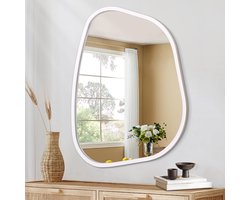 Asymmetrische ovale spiegel - moderne wanddecoratie - 1 stuk - zwart - hout