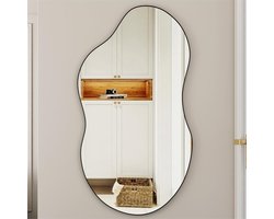 Asymmetrische wandspiegel - moderne elegantie - 1 stuk - mat zwart/geborsteld zilver/geborsteld goud