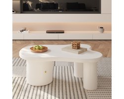 Asymmetrischer Couchtisch, Coffee Table, stilvoll und robust, geeignet für Wohnzimmer und Büros, mit Stauraum.