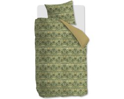 At Home by BeddingHouse Ancient dekbedovertrek - Eenpersoons - 140x200/220 - Olijfgroen